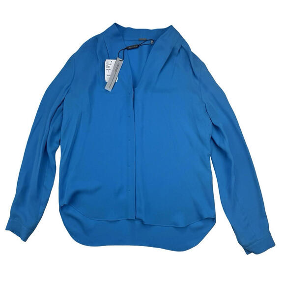 Elie Tahari Tops - Elie Tahari Silk V-Neck Relaxed Fit Blouse Blue Size S